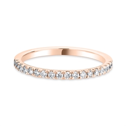 1.7mm Brilliant Cut Diamond Claw Set Half Wedding Ring 18ct Rose Gold