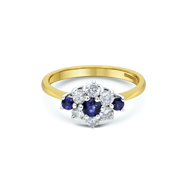 Sapphire &  Diamond Cluster Engagement Ring 0.20ct