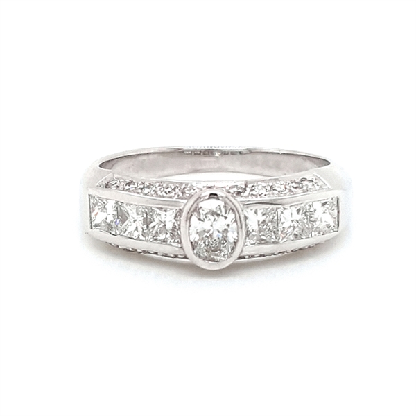Oval Diamond Engagement Ring With Diamond Set Band 0.30ct