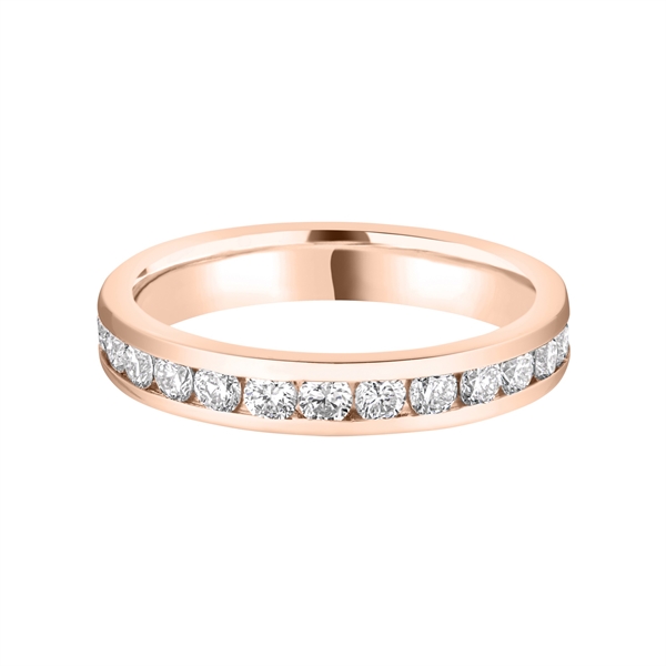 3.3mm Brilliant Cut Diamond Half Channel Set 18ct Rose Gold Wedding Ring