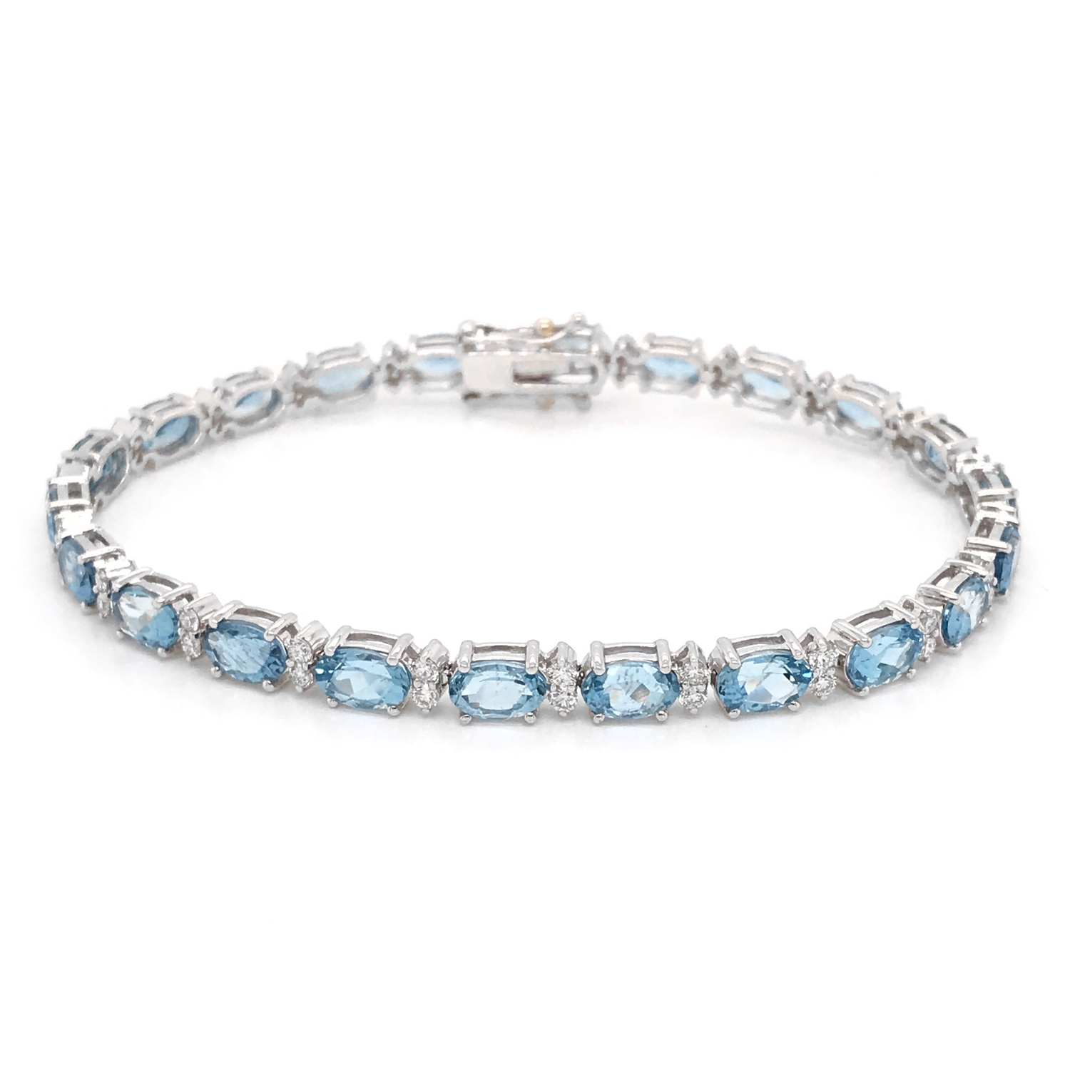 Oval Aquamarine Bolo Bracelet with Bezel Diamonds | Angara