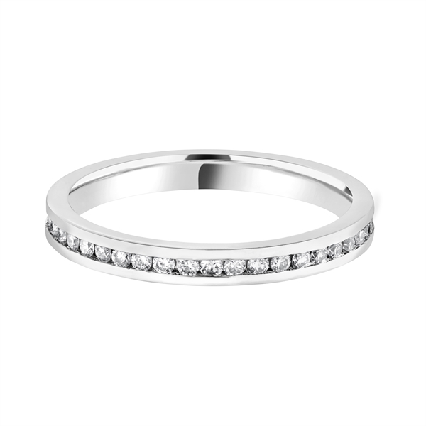 2.3mm Platinum Half Channel Set Diamond Wedding Ring