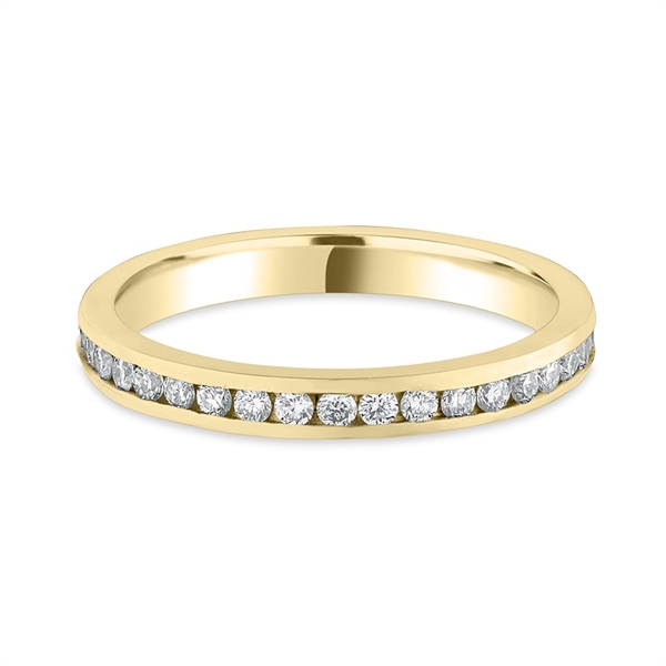 2.5mm Brilliant Cut Diamond Full Channel Set Wedding Ring 18ct Yellow Gold