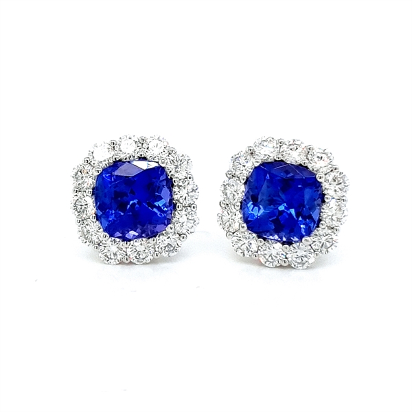 Tanzanite & Diamond Cluster Stud Earrings 3.46ct
