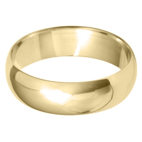 6mm D Shape Light Weight 18ct Yellow Gold Wedding Ring