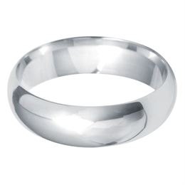 6mm Medium D Shape Wedding Ring 18ct White Gold