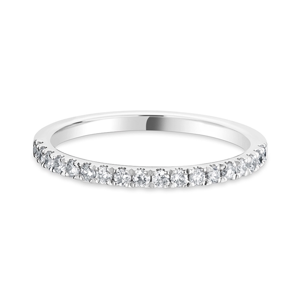 1.7mm Brilliant Cut Diamond Claw Set Half 18ct White Gold Wedding Ring