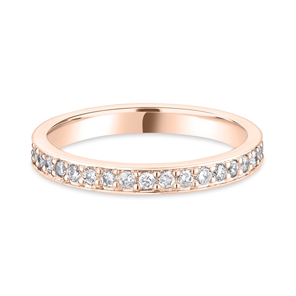 2.5mm Brilliant Cut Diamond Grain Set Full 18ct Rose Gold Wedding Ring