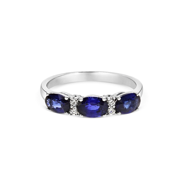 Sapphire Oval & Diamond Half Eternity Ring 1.64ct