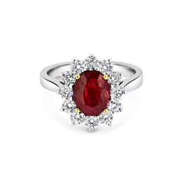 Ruby & Diamond Cut Claw Set Cluster Ring 2.30ct