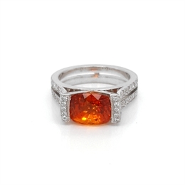 Treated Orange Sapphire Diamond Dress Ring Est 4.20ct