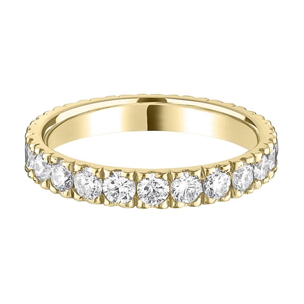 3mm Full Brilliant Cut Diamond Claw Set 18ct Yellow Gold Wedding Ring