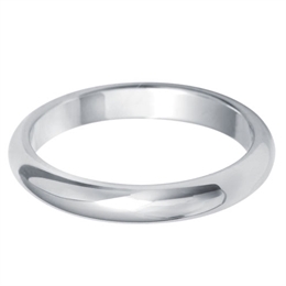 2.5mm D Shape Light 18ct White Gold Wedding Ring