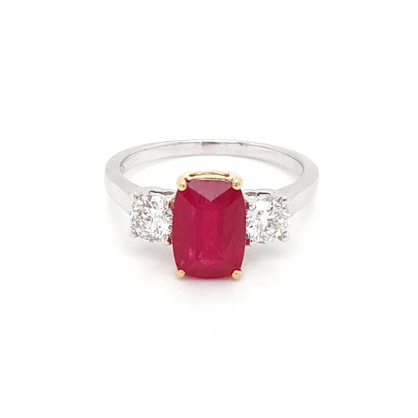 Ruby & Diamond Three Stone Engagement Ring 3.02ct