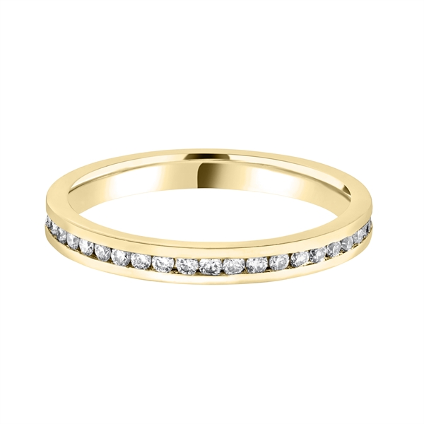 2.3mm Diamond Half Channel Set 18ct Yellow Gold Wedding Ring