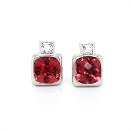 Pink Tourmaline & Diamond Stud Earrings 5.07ct