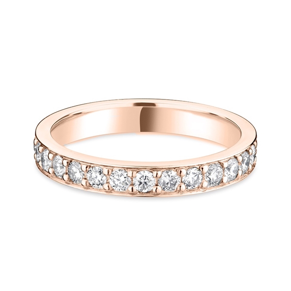 3mm Grain Set Brilliant Cut Diamond Half Wedding Ring 18ct Rose Gold