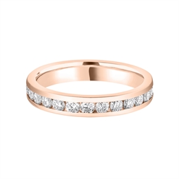 3.3mm Brilliant Cut Diamond Full Channel Set Wedding Ring 18ct Rose Gold