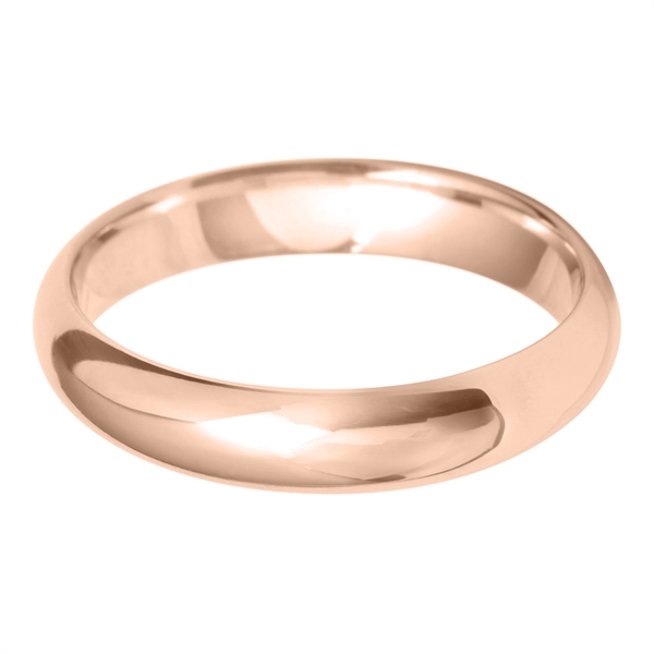 4mm Medium D Shape Wedding Ring 18ct Rose Gold