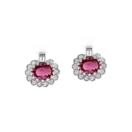 Pink Sapphire & Diamond Cluster Stud Earrings 2.44ct