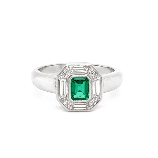 Emerald & Diamond Mosaic Cluster Ring 0.45ct