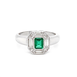 Emerald & Diamond Mosaic Cluster Ring 0.45ct