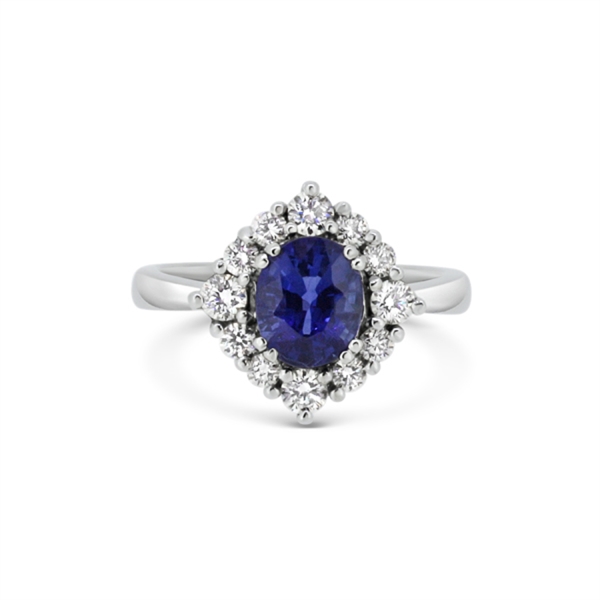 Sapphire & Diamond Claw Set Cluster Ring 2.02ct