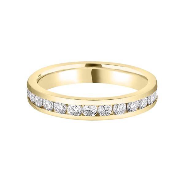 3.3mm Brilliant Cut Diamond Channel Set Half Wedding Ring 18ct Yellow Gold