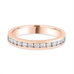 3mm Brilliant Cut Diamond Full Channel Set 18ct Rose Gold Wedding Ring