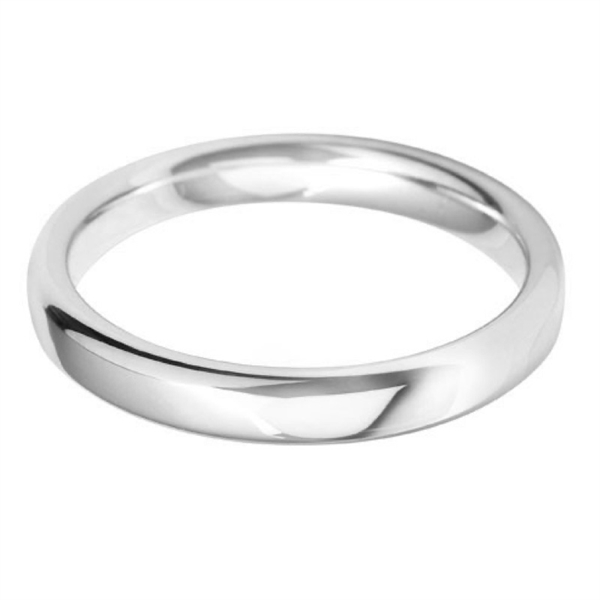 Platinum 3mm Court Wedding Ring Medium Weight
