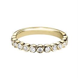 2.4mm Rub-Over Set Diamond Half Wedding Ring 18ct Yellow Gold