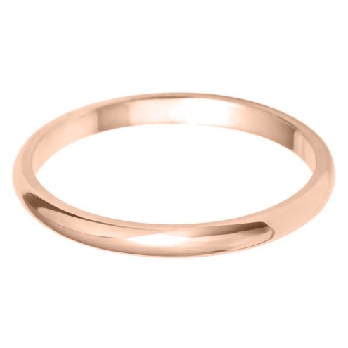 2mm Light D Shape 18ct Rose Gold Wedding Ring