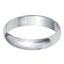 4mm Platinum D Shape Light Weight Wedding Ring