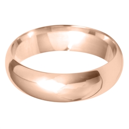 6mm D Shape Medium Wedding Ring 18ct Rose Gold