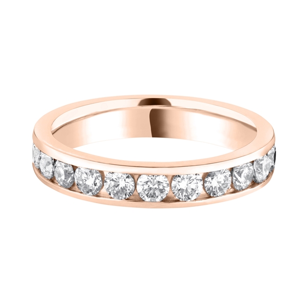 3.6mm Brilliant Cut Diamond Half Channel Set Wedding Ring 18ct Rose Gold