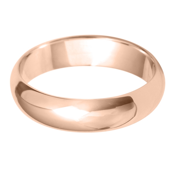 5mm Medium D Shape Wedding Ring 18ct Rose Gold