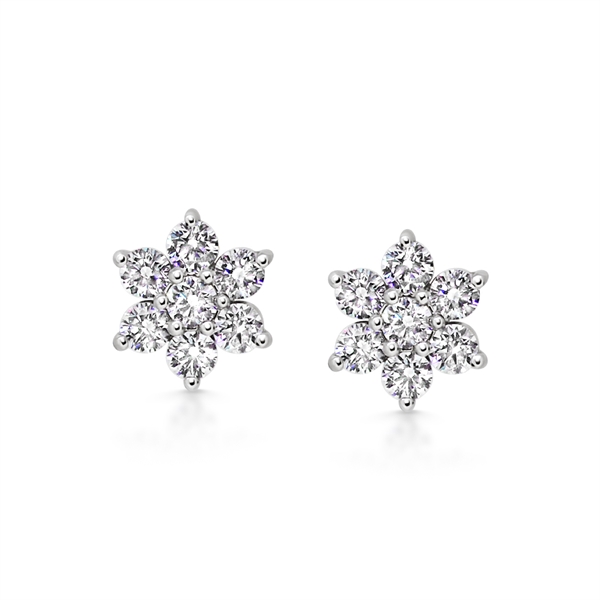Daisy Diamond Cluster Earrings 1.54ct