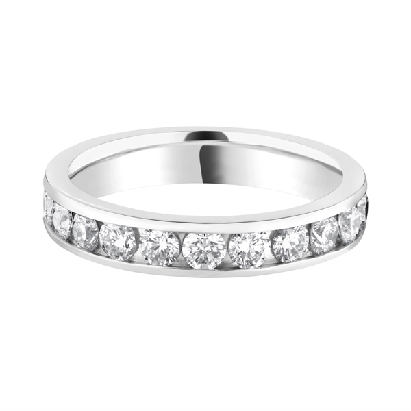 3.3mm Brilliant Cut Diamond Half Channel Set Wedding Ring Platinum
