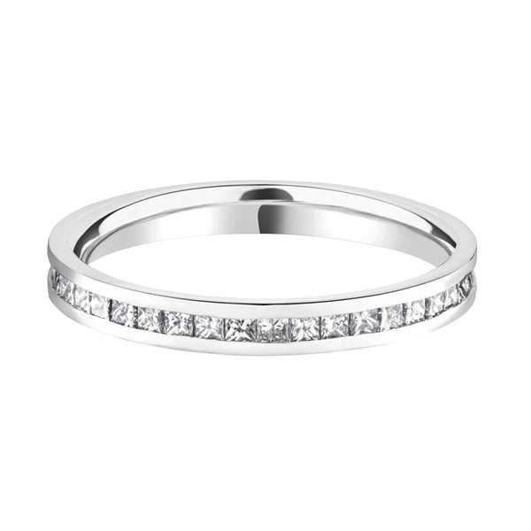 2.5mm Princess Cut Diamond Full Channel Set 18ct White Gold Wedding Ring