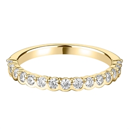 2.3mm Demi Flush Set Scalloped Diamond Wedding Ring 18ct Yellow Gold