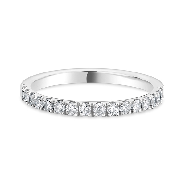 2mm Brilliant Cut Diamond Half Claw Set 18ct White Gold Wedding Ring