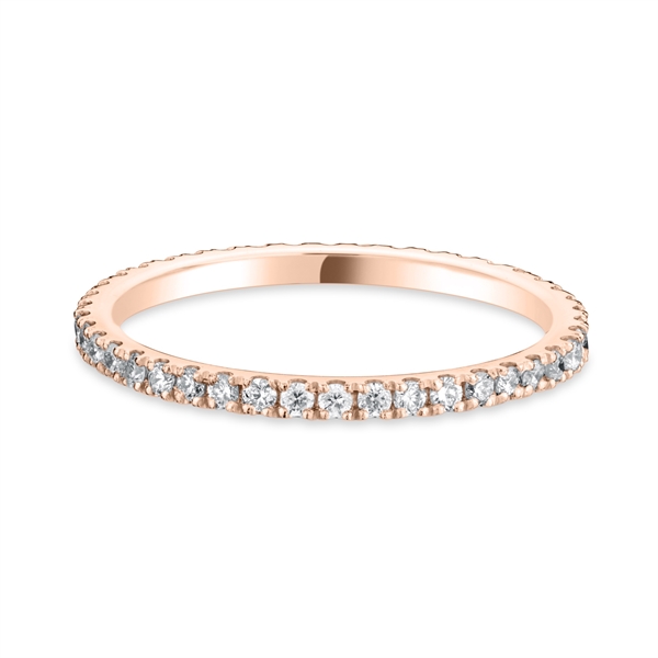 1.5mm Claw Set Brilliant Cut Diamond Full Wedding Ring 18ct Rose Gold