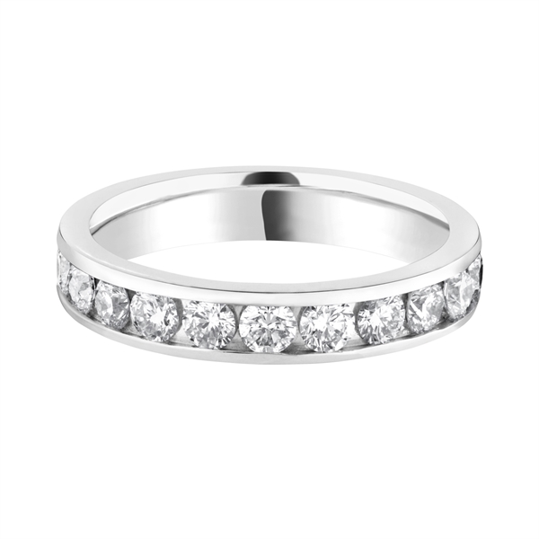 3.6mm Brilliant Cut Diamond Half Channel Set Wedding Ring Platinum