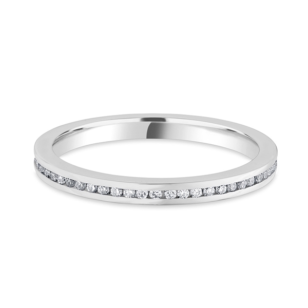 2mm Brilliant Cut Diamond Half Channel Set 18ct White Gold Wedding Ring