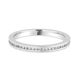 2mm Brilliant Cut Diamond Half Channel Set 18ct White Gold Wedding Ring