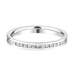 2.5mm Princess Cut Diamond Half Channel Set Wedding Ring 18ct White Gold