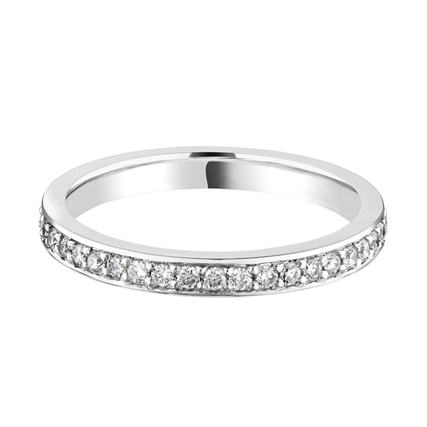 2.3mm Brilliant Cut Diamond Grain Set Full 18ct White Gold Wedding Ring