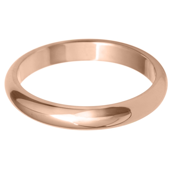 3mm Medium D Shape 18ct Rose Gold Wedding Ring