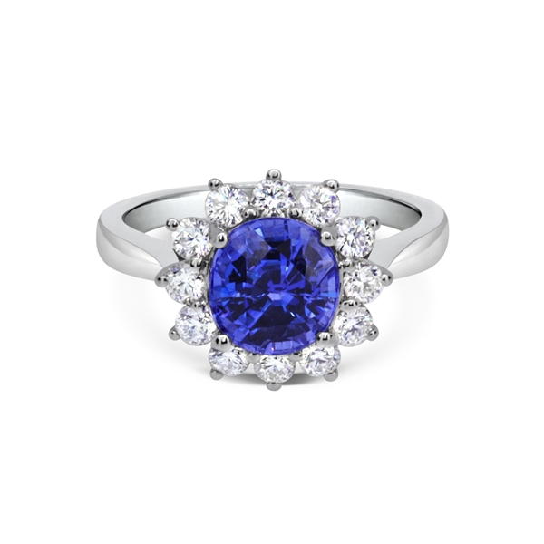 Sapphire & Diamond Cluster Dress Ring 2.66ct