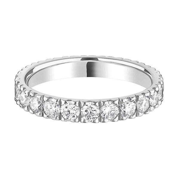 3mm Brilliant Cut Diamond Claw Set Full Wedding Ring 18ct White Gold